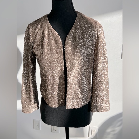 Rose Gold Sequin Jacket from French Brand Promod. Size Euro 38 | UK 10 |US 6 - Picture 2 of 6